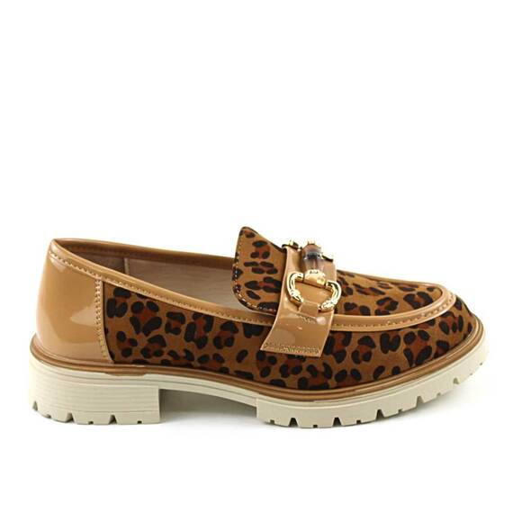 Pantofi de dama , comozi , cu accesoriu auriu  si animal print A10501-LEOPARD, Culoare (12): BEJ/ANIMAL PRINT, Marime (12): 41 - 3- Roveli