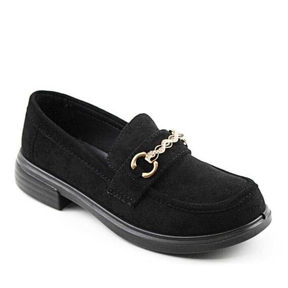 Pantofi de dama , comozi si usori , cu accesoriu auriu D4-BLACK/AP, Culoare (12): Negru, Marime (12): 39* - - Roveli