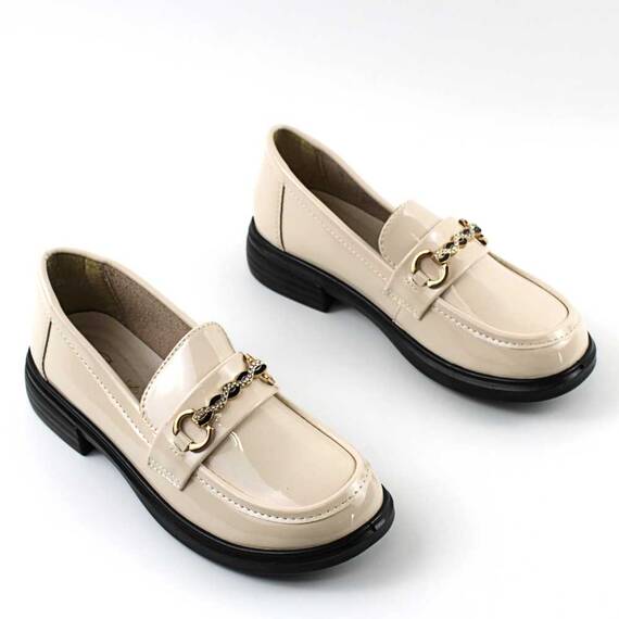 Mocasini de dama , comozi si usori , cu accesoriu auriu D4-1-BEIGE, Culoare (12): Bej, Marime (12): 37* - 2- Roveli