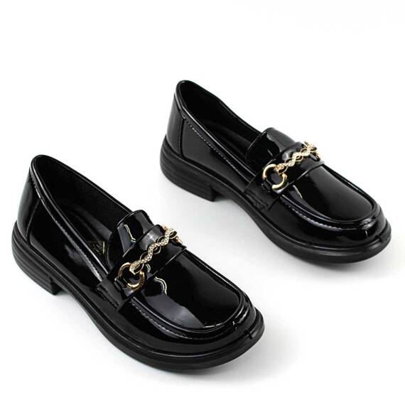 Mocasini de dama , comozi si usori , cu accesoriu auriu D4-1-BLACK, Culoare (12): Negru, Marime (12): 36* - 2- Roveli