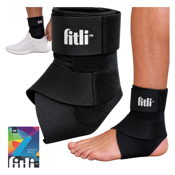 Orteza de glezna Fitli - stabilizator reglabil pentru glezna și picior, Negru - 2- Roveli
