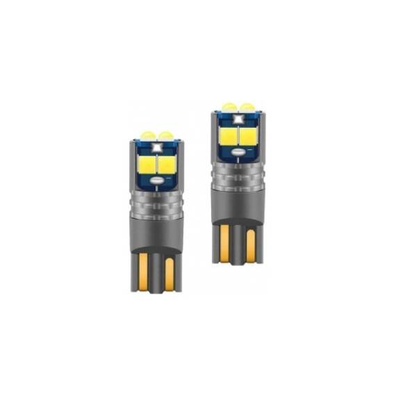 Becuri LED T10 W5W Canbus 12 LED 3030 80 lumeni 12V nonpolar lumina alba set 2 bucati Cod: JSUN05 - 2- Roveli