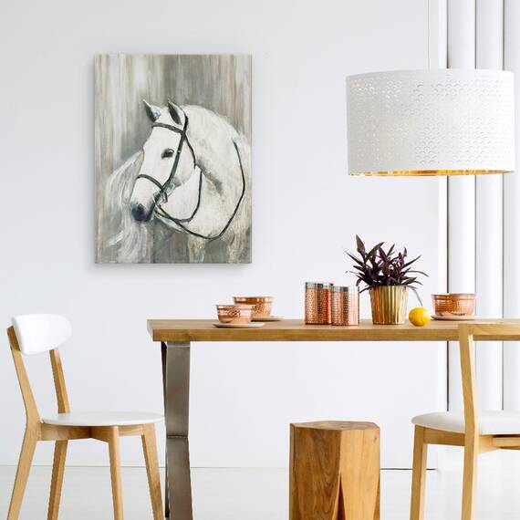Tablou canvas - Animale, Cal, Alb, Pictura, Marime: 50 x 70 cm - 4- Roveli