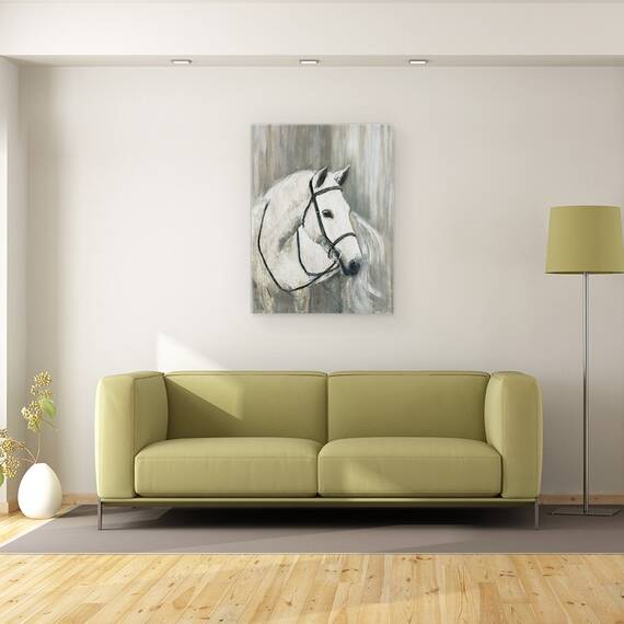 Tablou canvas - Animale, Cal, Alb, Pictura, Marime: 60 x 80 cm - 2- Roveli