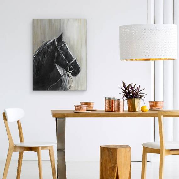 Tablou canvas - Animale, Cal, Negru, Pictura, Marime: 60 x 80 cm - 4- Roveli