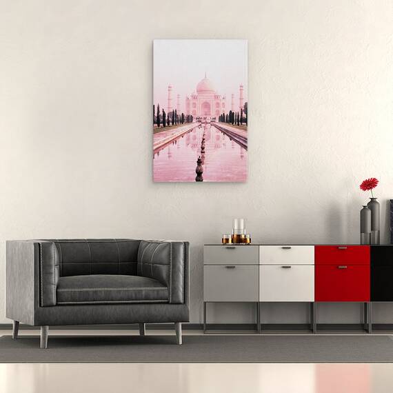 Tablou Canvas - Cladiri, Taj Mahal, India, Lumina Roz, Marime: 40 x 60 cm - 2- Roveli