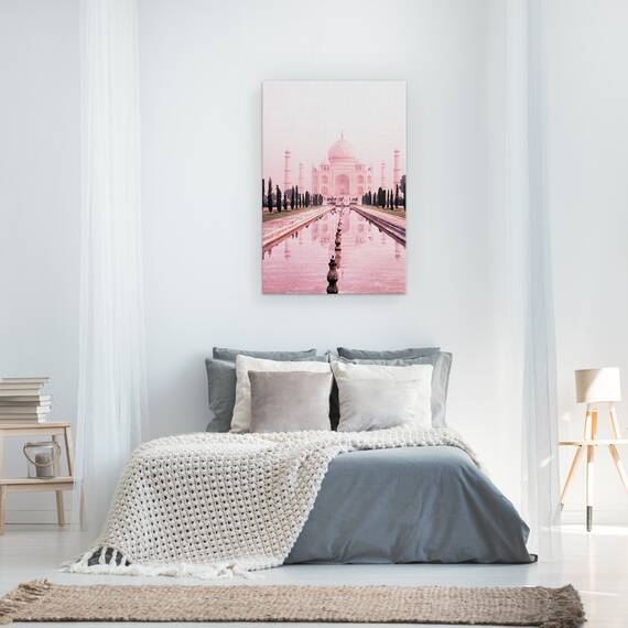 Tablou Canvas - Cladiri, Taj Mahal, India, Lumina Roz, Marime: 60 x 90 cm - 3- Roveli