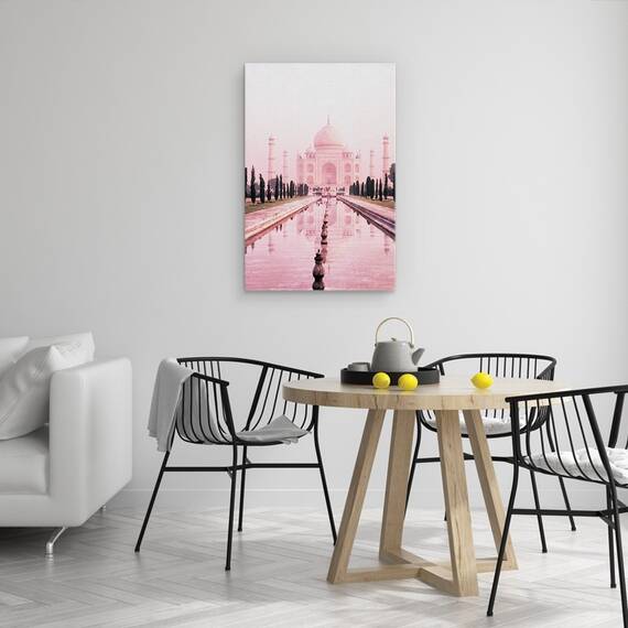 Tablou Canvas - Cladiri, Taj Mahal, India, Lumina Roz, Marime: 60 x 90 cm - 4- Roveli