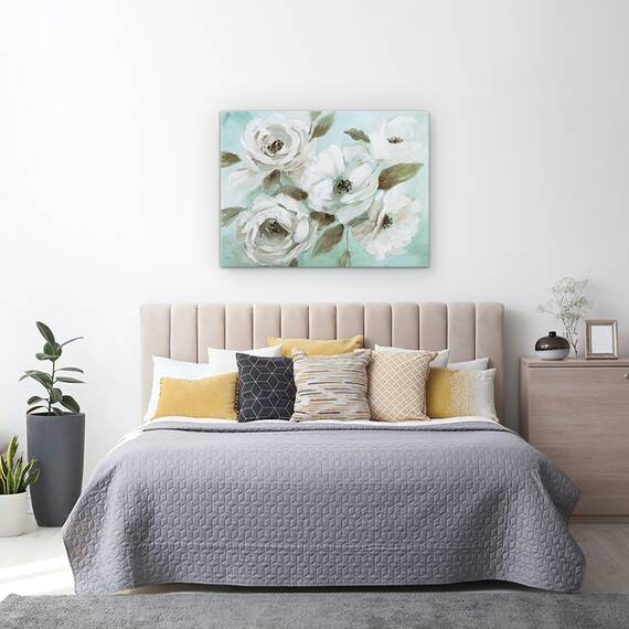 Tablou canvas - Flori, Alb, Culoare Jad, Pictura, Marime: 50 x 70 cm - 3- Roveli