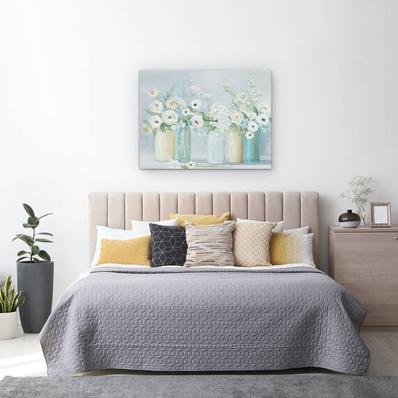 Tablou canvas - Flori, Alb, Vaze, Pictura, Viata, Marime: 50 x 70 cm - 3- Roveli