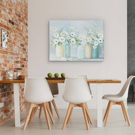Tablou canvas - Flori, Alb, Vaze, Pictura, Viata, Marime: 50 x 70 cm - 4- Roveli