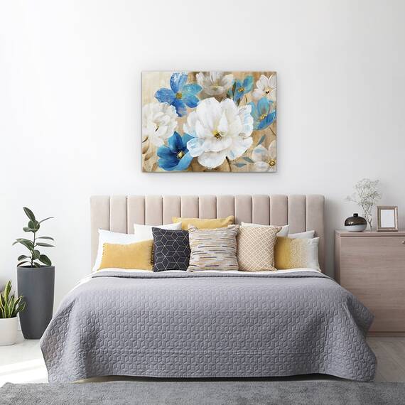 Tablou canvas - Flori, Albastru, Alb, Gradina, Pictura, Marime: 60 x 80 cm - 3- Roveli