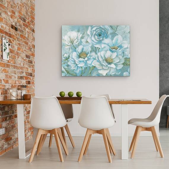 Tablou canvas - Flori Albe, Albastru, Pictura, Marime: 50 x 70 cm - 4- Roveli
