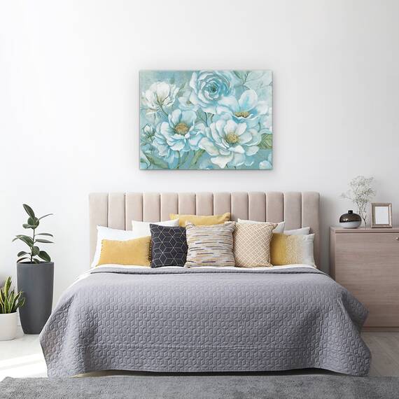 Tablou canvas - Flori Albe, Albastru, Pictura, Marime: 60 x 80 cm - 3- Roveli