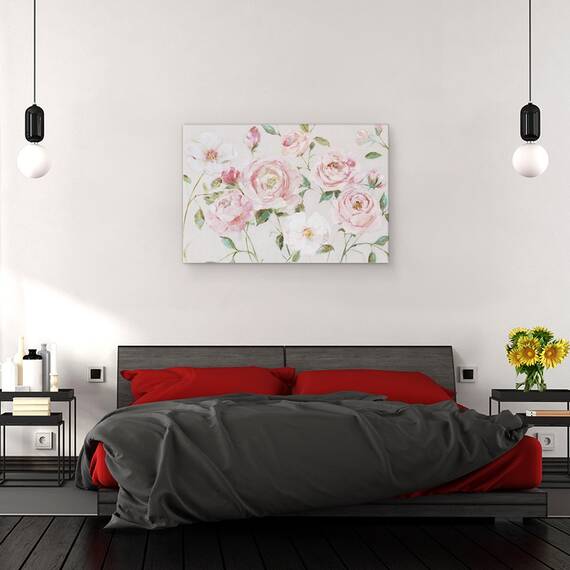 Tablou Canvas - Flori, Roz, Trandafiri, Pictura, Marime: 60 x 90 cm - 3- Roveli