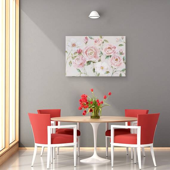 Tablou Canvas - Flori, Roz, Trandafiri, Pictura, Marime: 60 x 90 cm - 4- Roveli