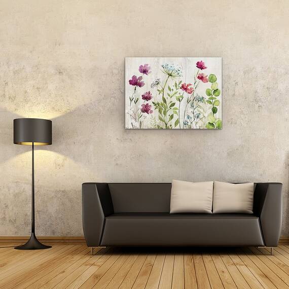 Tablou canvas - Flori, Violet, Alb, Roz, Albastru, Pictura, Marime: 50 x 70 cm - 2- Roveli