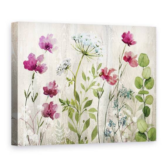 Tablou canvas - Flori, Violet, Alb, Roz, Albastru, Pictura, Marime: 60 x 80 cm - - Roveli