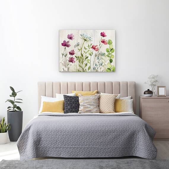 Tablou canvas - Flori, Violet, Alb, Roz, Albastru, Pictura, Marime: 60 x 80 cm - 3- Roveli