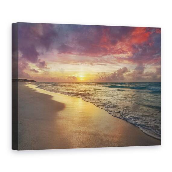 Tablou canvas - Natura, Mare, Valuri, Nisip, Natura, Apus De Soare, Marime: 50 x 70 cm - - Roveli