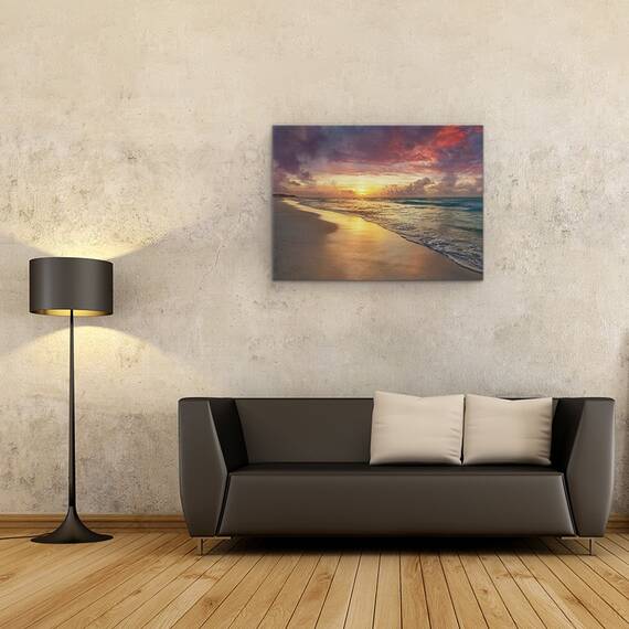 Tablou canvas - Natura, Mare, Valuri, Nisip, Natura, Apus De Soare, Marime: 50 x 70 cm - 2- Roveli