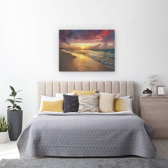 Tablou canvas - Natura, Mare, Valuri, Nisip, Natura, Apus De Soare, Marime: 60 x 80 cm - 3- Roveli