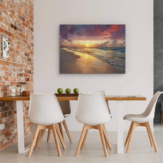 Tablou canvas - Natura, Mare, Valuri, Nisip, Natura, Apus De Soare, Marime: 60 x 80 cm - 4- Roveli