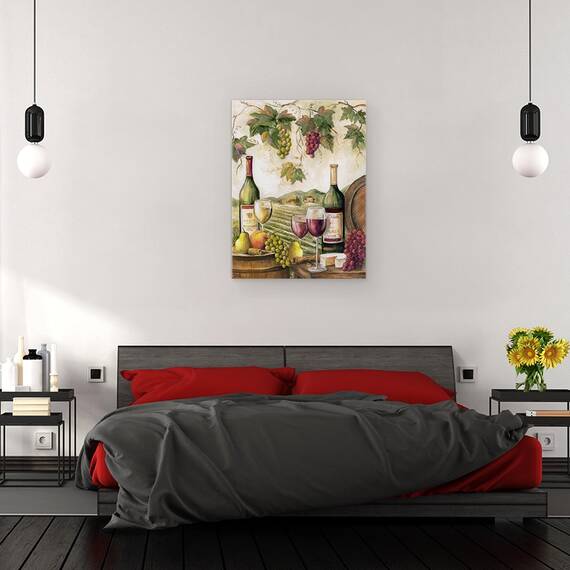 Tablou canvas - Natura Morta, Vin, Branza, Fructe, Peisaj, Natura, Pictura, Marime: 60 x 80 cm - 3- Roveli