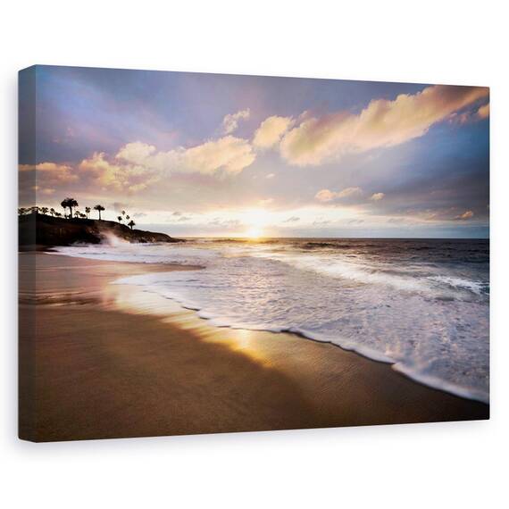 Tablou Canvas - Natura, Peisaj, Mare, Apus, Valuri, Nori, Nisip, Marime: 40 x 60 cm - - Roveli