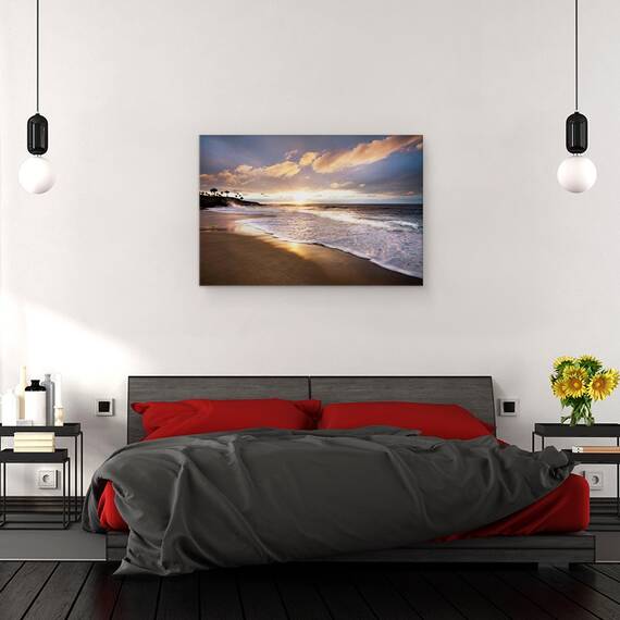 Tablou Canvas - Natura, Peisaj, Mare, Apus, Valuri, Nori, Nisip, Marime: 80 x 120 cm - 3- Roveli