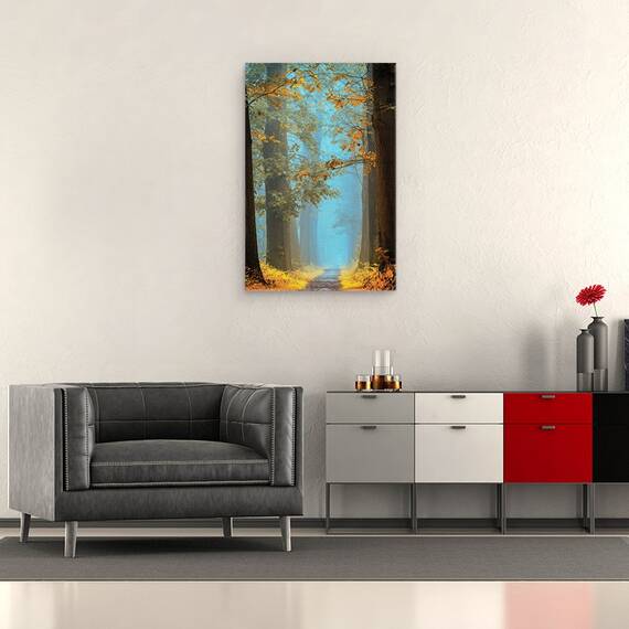 Tablou Canvas - Natura, Peisaj, Padure De Toamna, Frunze Galbene, Pictura, Marime: 40 x 60 cm - 2- Roveli