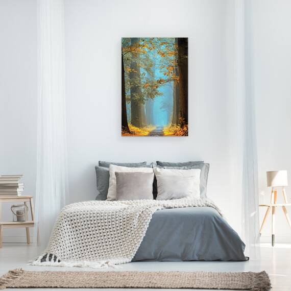 Tablou Canvas - Natura, Peisaj, Padure De Toamna, Frunze Galbene, Pictura, Marime: 40 x 60 cm - 3- Roveli