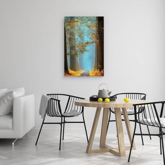 Tablou Canvas - Natura, Peisaj, Padure De Toamna, Frunze Galbene, Pictura, Marime: 40 x 60 cm - 4- Roveli
