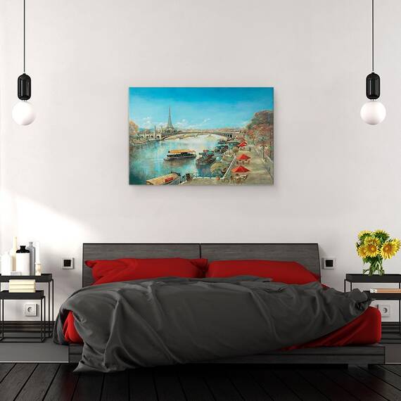 Tablou Canvas -  Paris, Barci pe Sena, Turnul Eiffel, Marime: 40 x 60 cm - 3- Roveli