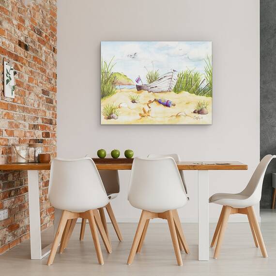 Tablou canvas - Natura, Peisaj, Vara, Mare, Barca, Pictura, Marime: 50 x 70 cm - 4- Roveli