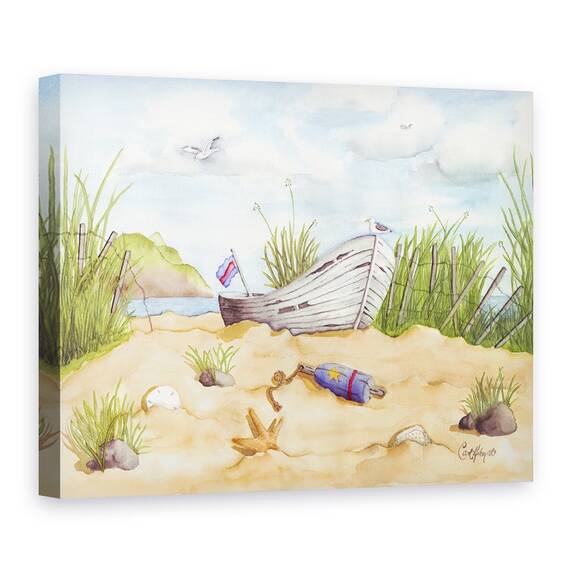 Tablou canvas - Natura, Peisaj, Vara, Mare, Barca, Pictura, Marime: 60 x 80 cm - - Roveli