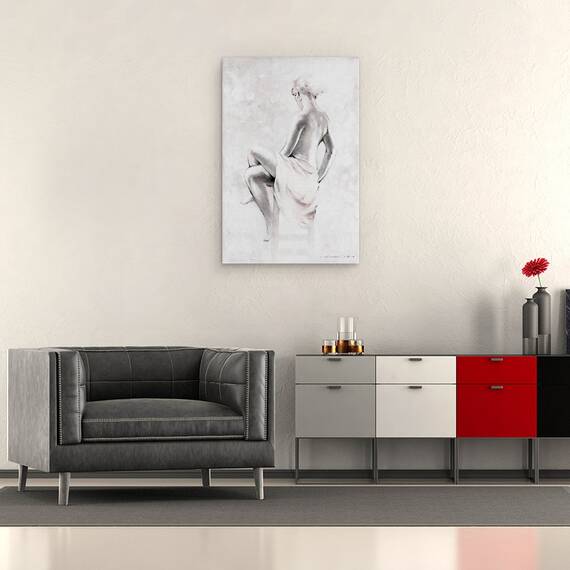 Tablou Canvas - Oameni, Femeie, Alb-Negru, Rapsodia, Pictura II, Marime: 40 x 60 cm - 2- Roveli