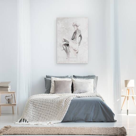 Tablou Canvas - Oameni, Femeie, Alb-Negru, Rapsodia, Pictura II, Marime: 60 x 90 cm - 3- Roveli