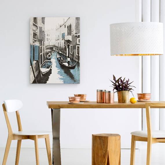Tablou canvas - Oras, Venetia, Gondole, Pictura, Marime: 50 x 70 cm - 4- Roveli