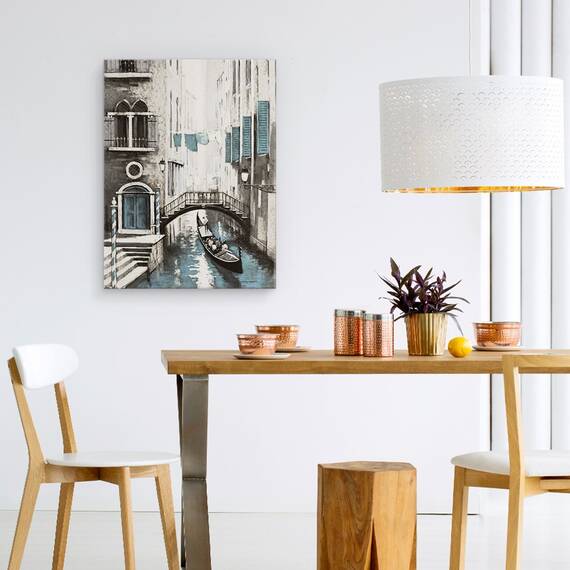 Tablou canvas - Oras, Venetia, Gondole, Pictura, Marime: 60 x 80 cm - 4- Roveli
