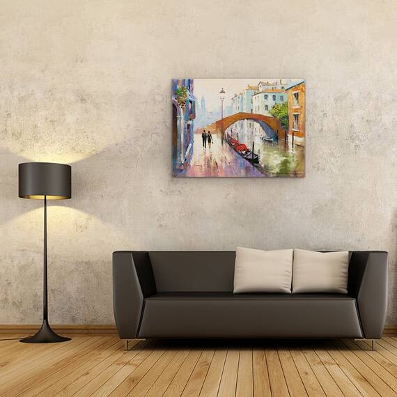 Tablou canvas - Oras, Venetia, Peisaj, Amurg, Oameni, Pictura, Marime: 50 x 70 cm - 2- Roveli