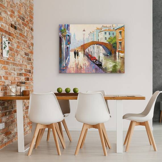 Tablou canvas - Oras, Venetia, Peisaj, Amurg, Oameni, Pictura, Marime: 50 x 70 cm - 4- Roveli