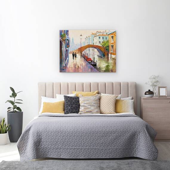 Tablou canvas - Oras, Venetia, Peisaj, Amurg, Oameni, Pictura, Marime: 60 x 80 cm - 3- Roveli