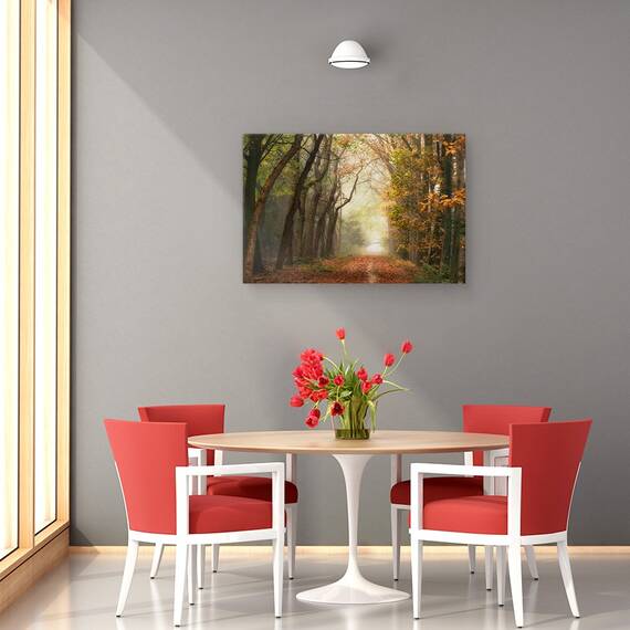 Tablou Canvas - Peisaj, Natura, Padure, Toamna, Pictura, Marime: 60 x 90 cm - 4- Roveli