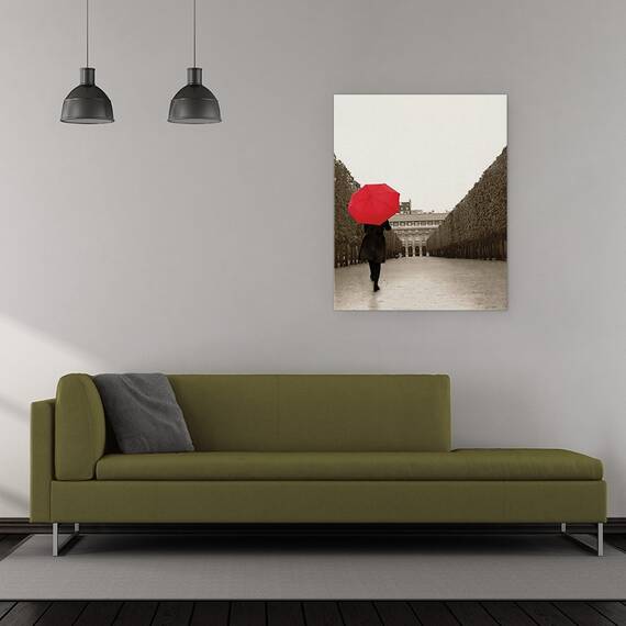 Tablou Canvas - Plimbare in Paris I, Umbrela, Strada, Franta, Marime: 40 x 50 cm - 2- Roveli