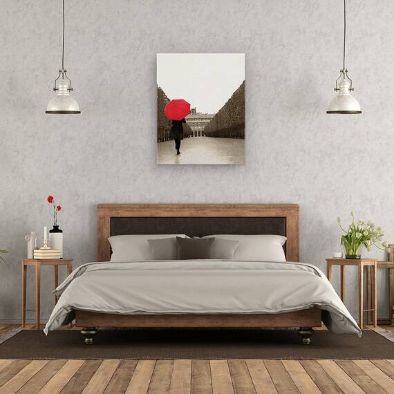 Tablou Canvas - Plimbare in Paris I, Umbrela, Strada, Franta, Marime: 40 x 50 cm - 3- Roveli