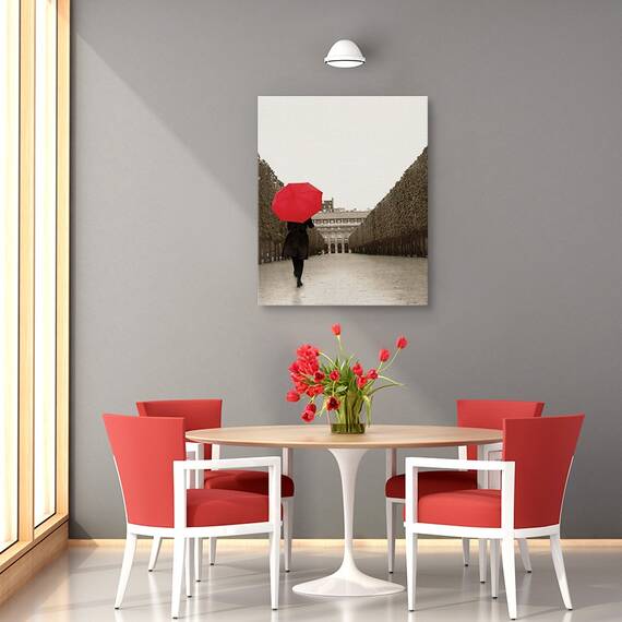 Tablou Canvas - Plimbare in Paris I, Umbrela, Strada, Franta, Marime: 40 x 50 cm - 4- Roveli
