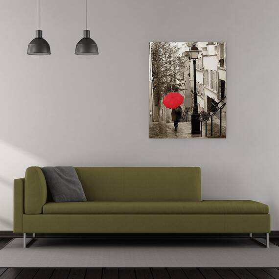 Tablou Canvas - Plimbare in Paris II, Umbrela, Strada, Case, Cladiri, Franta, Marime: 40 x 50 cm - 2- Roveli