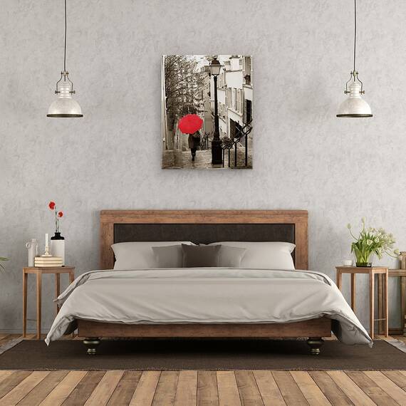 Tablou Canvas - Plimbare in Paris II, Umbrela, Strada, Case, Cladiri, Franta, Marime: 40 x 50 cm - 3- Roveli