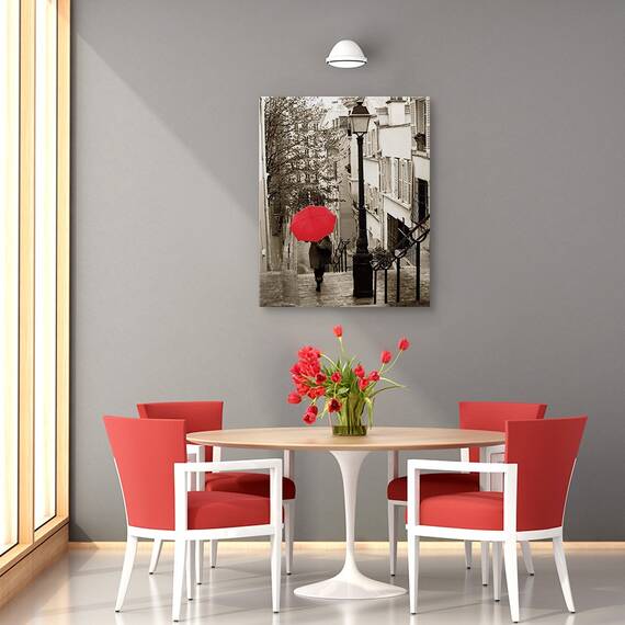 Tablou Canvas - Plimbare in Paris II, Umbrela, Strada, Case, Cladiri, Franta, Marime: 40 x 50 cm - 4- Roveli